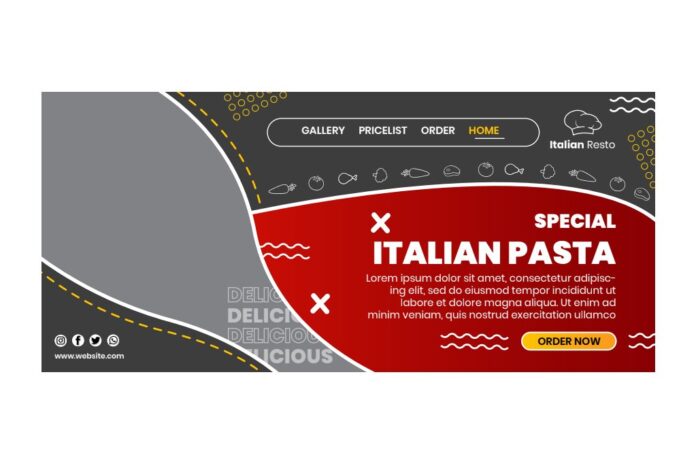 Banner món ăn Ý vector