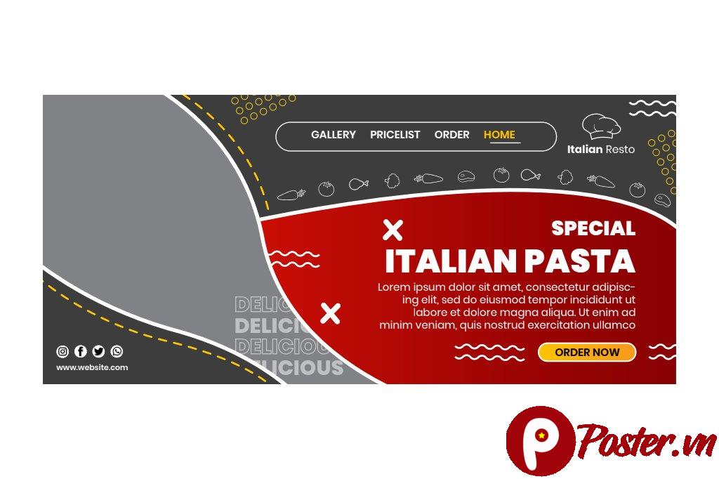 Banner món ăn Ý vector