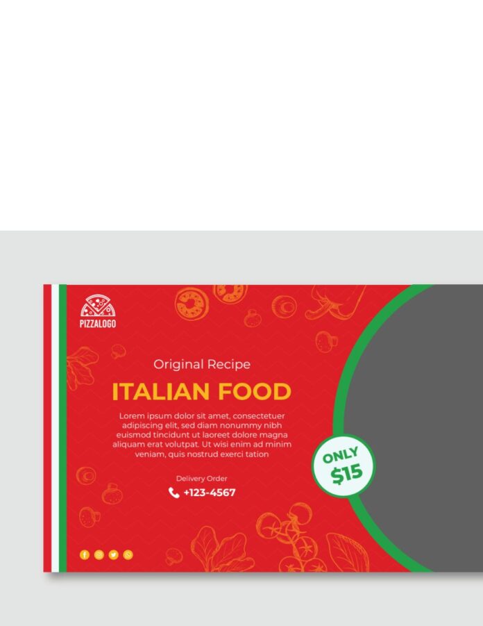 Banner món Ý vector đỏ