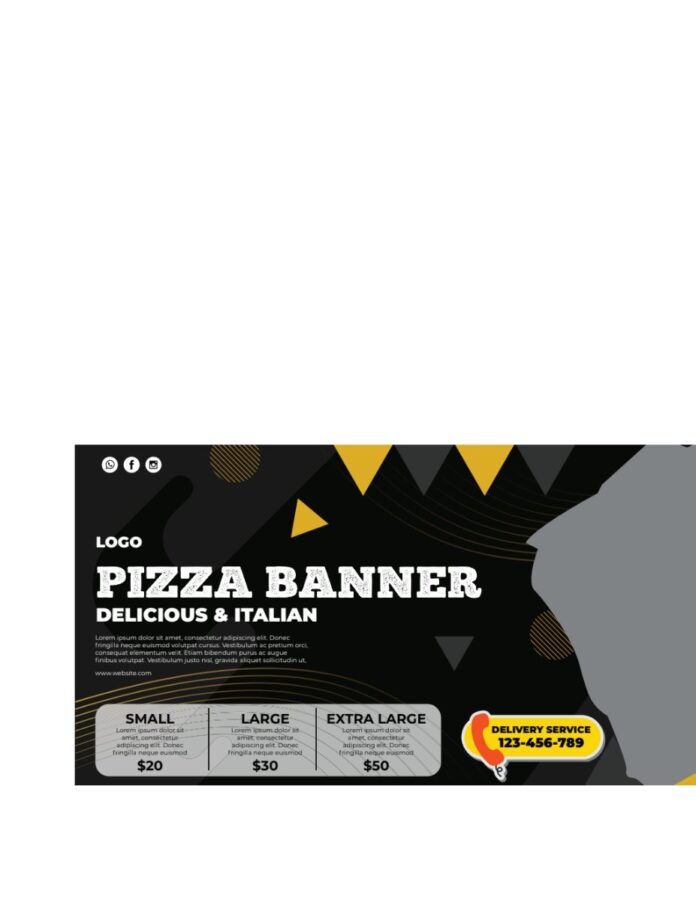 Banner Pizza Đen Vàng EPS