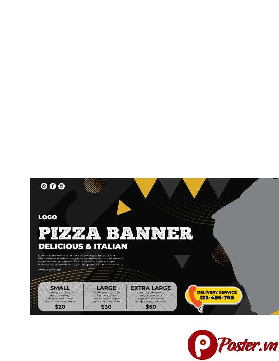 Banner Pizza Đen Vàng