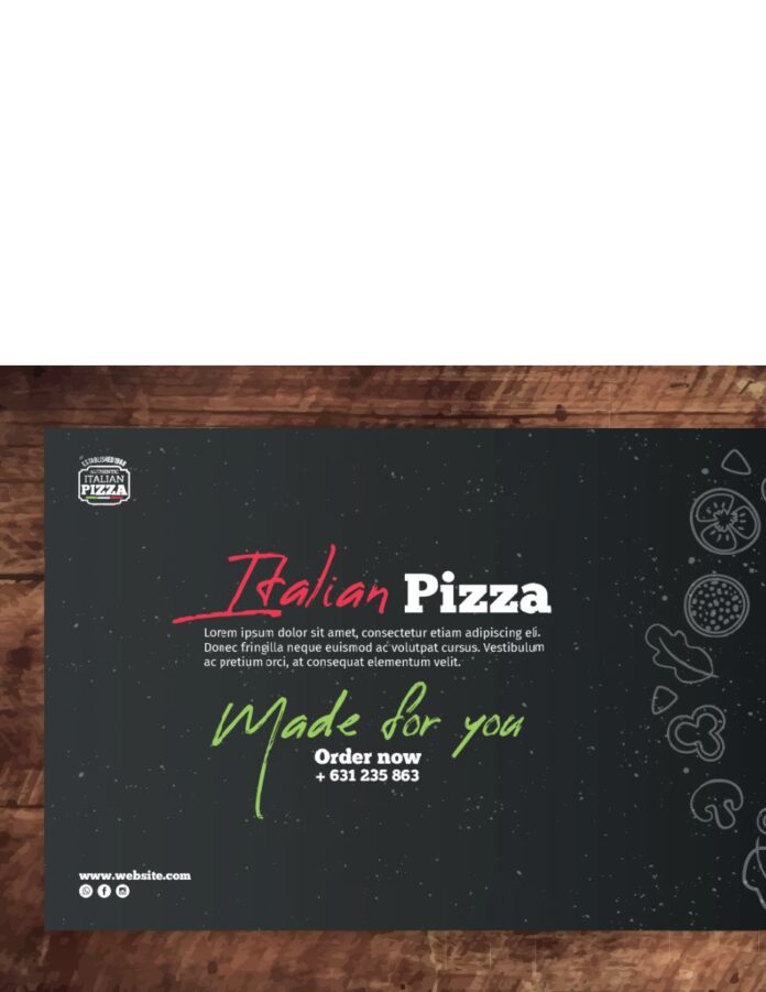 Banner Pizza Ý Vector Đen