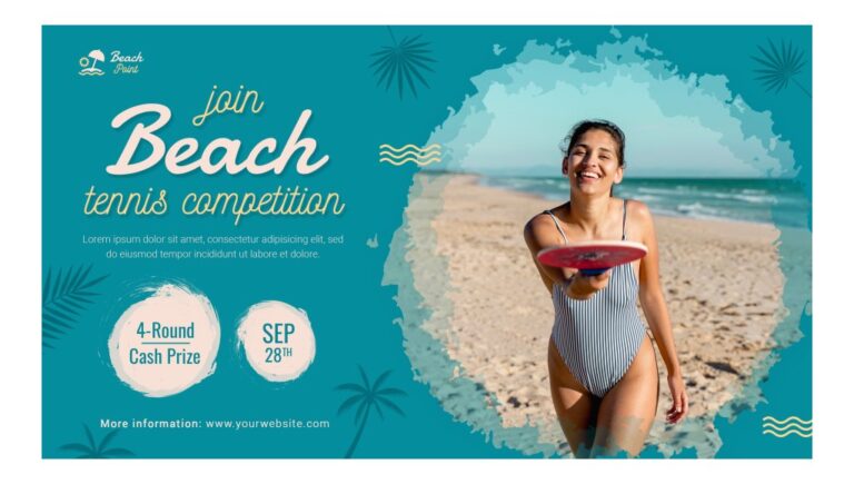Banner quảng cáo giải tennis bãi biển
