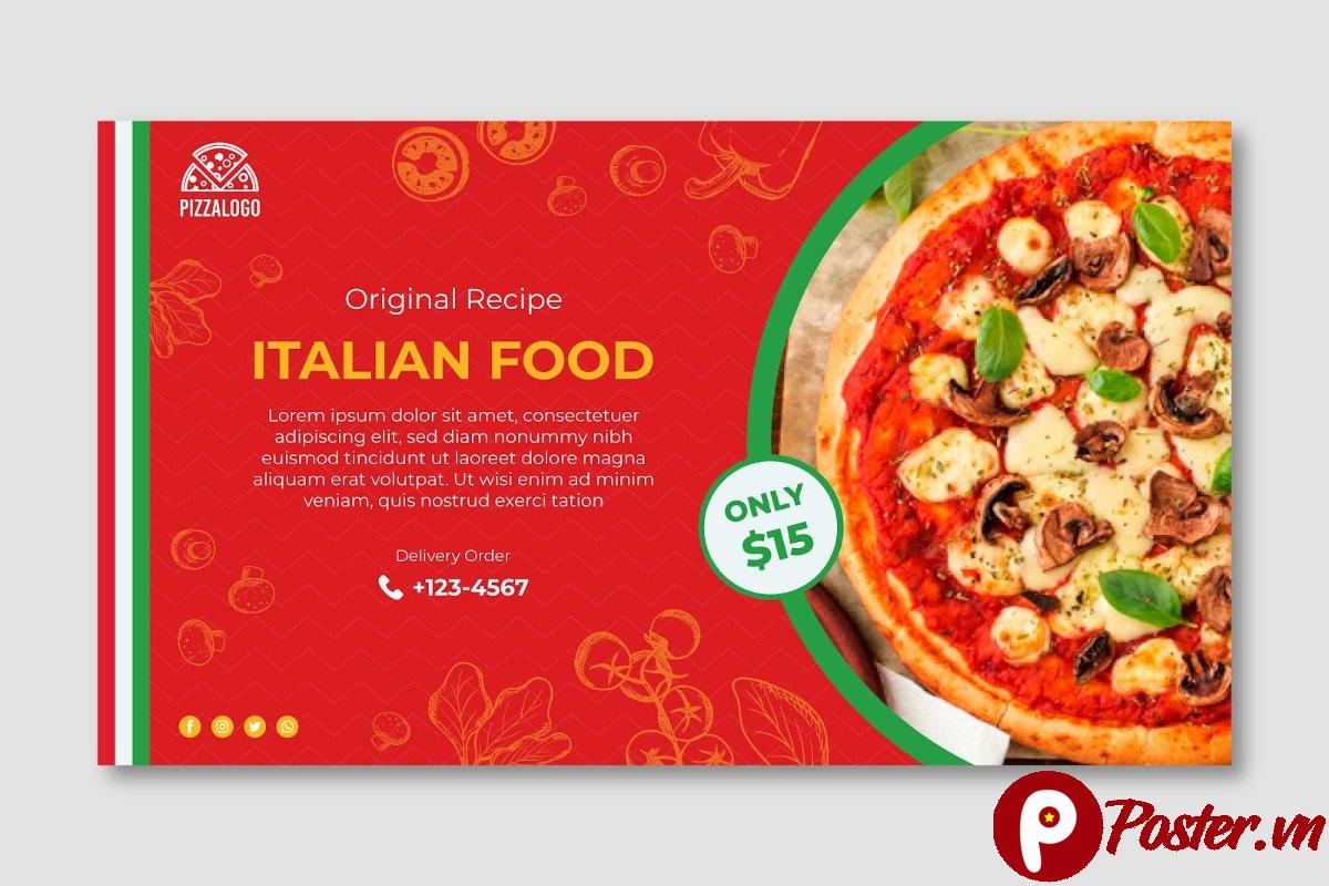 Banner quảng cáo pizza Ý
