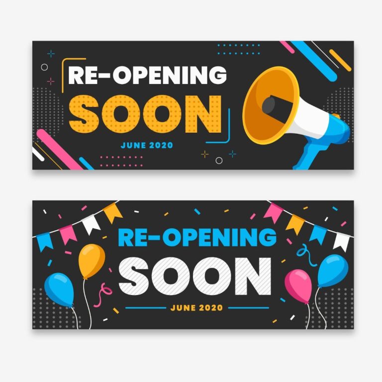 Banner Re-opening Soon Vector