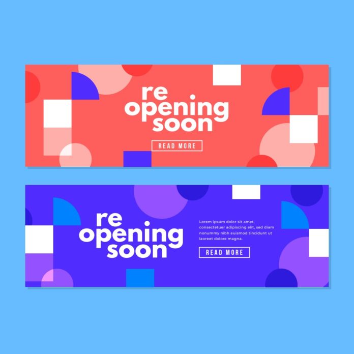 Banner Re-opening Soon Vector AI
