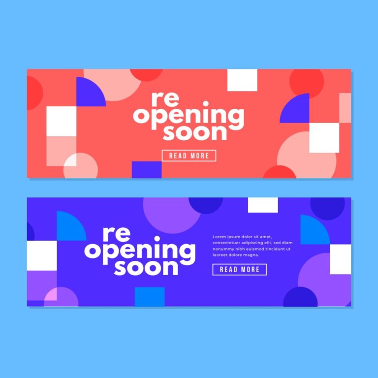 Banner Re-opening Soon Vector AI