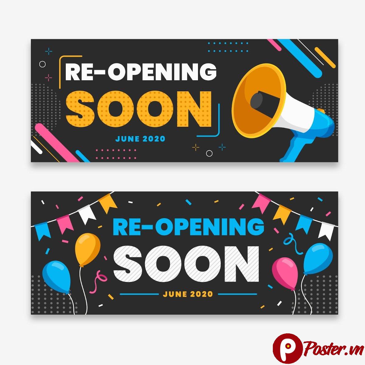 Banner Re-opening Soon Vector