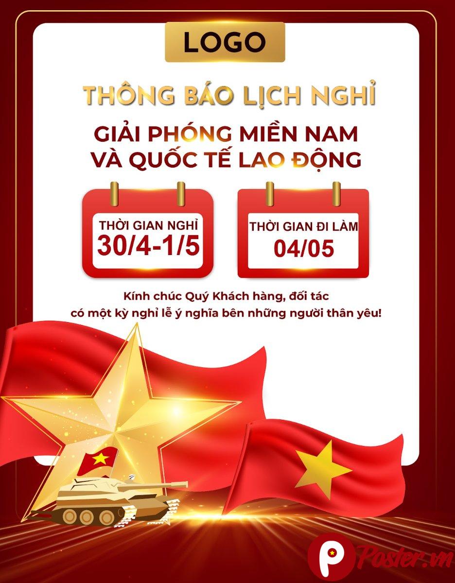 Banner thông báo lịch nghỉ 30/4 - 1/5