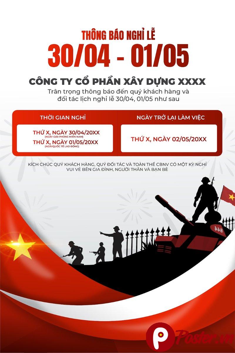 Banner thông báo nghỉ lễ 30/04 01/05
