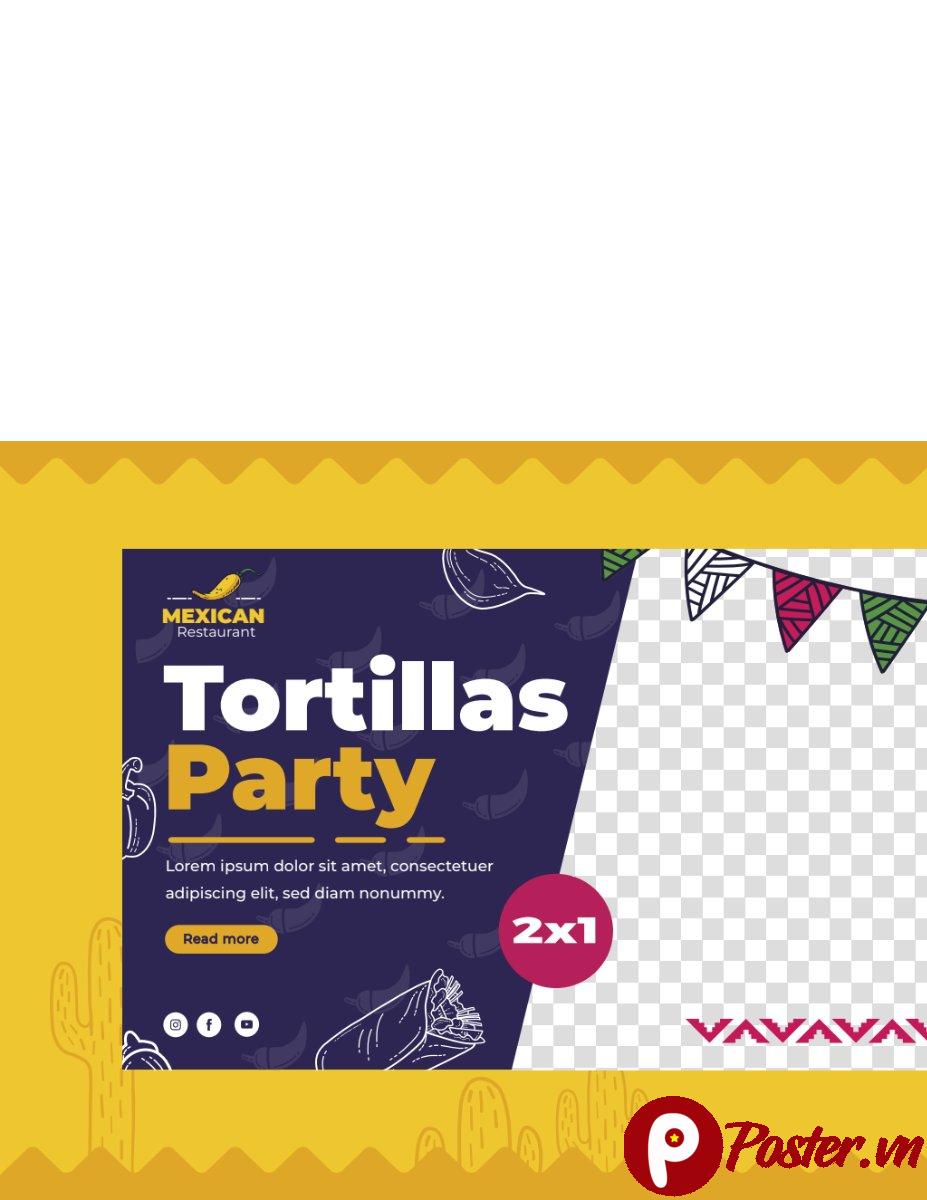 Banner Tiệc Tortillas Mexico Vector