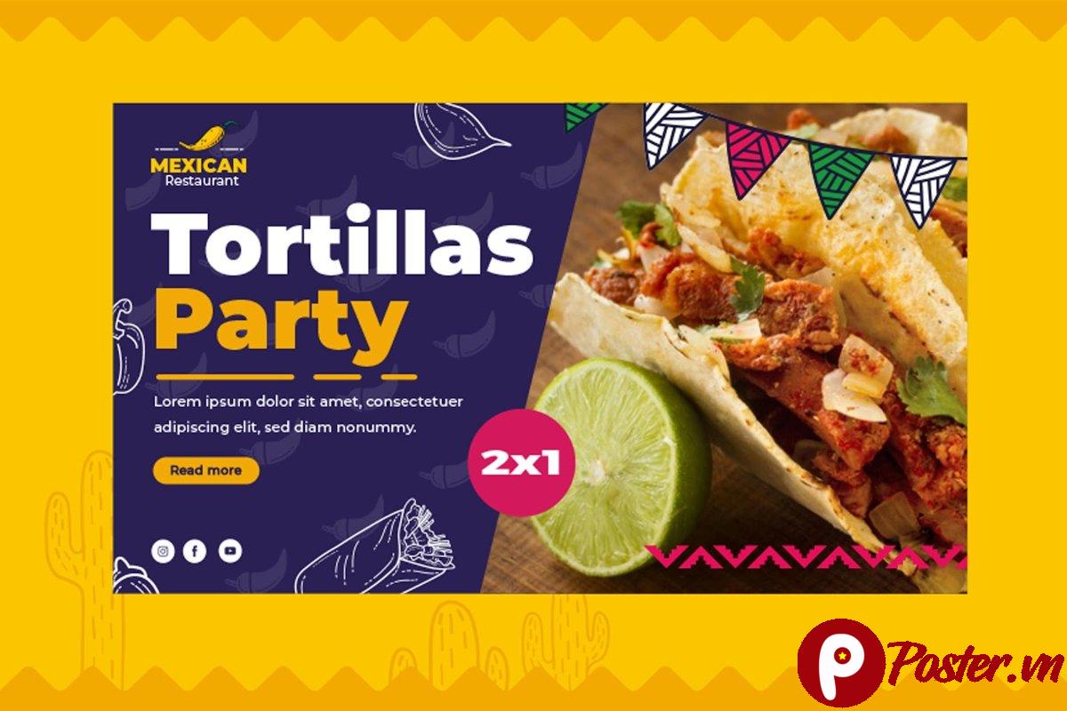 Banner Tortillas Party Vector