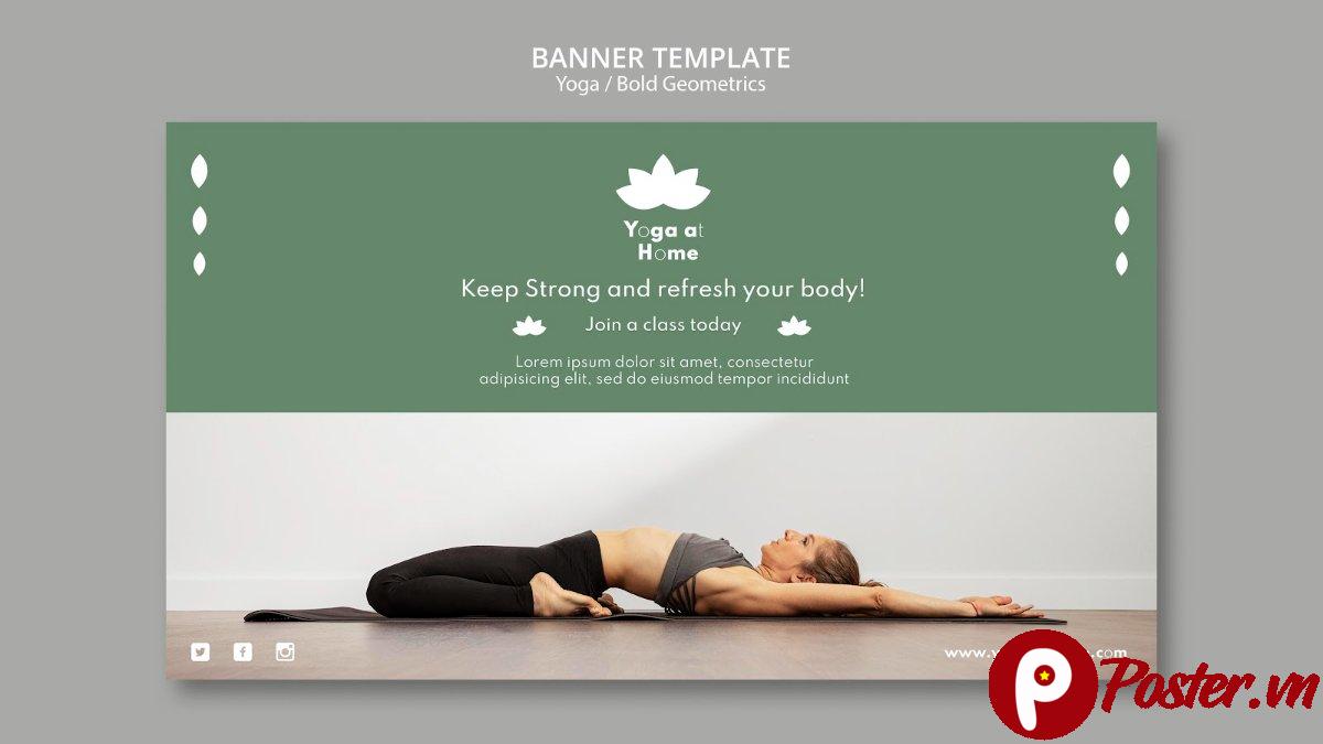 Banner Yoga & Thiền Định Vector