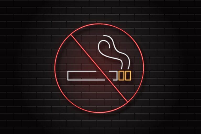 Biển báo cấm hút thuốc neon vector