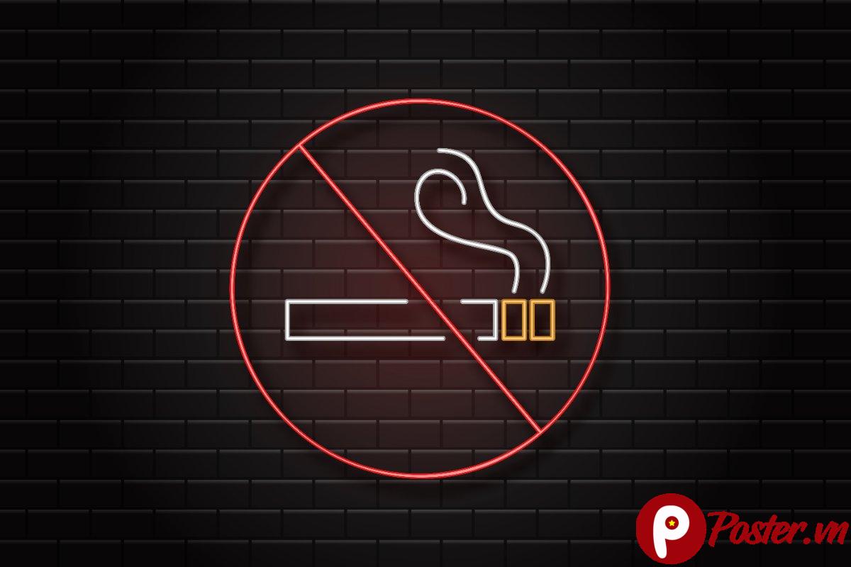 Biển báo cấm hút thuốc neon vector - Chi tiết 1
