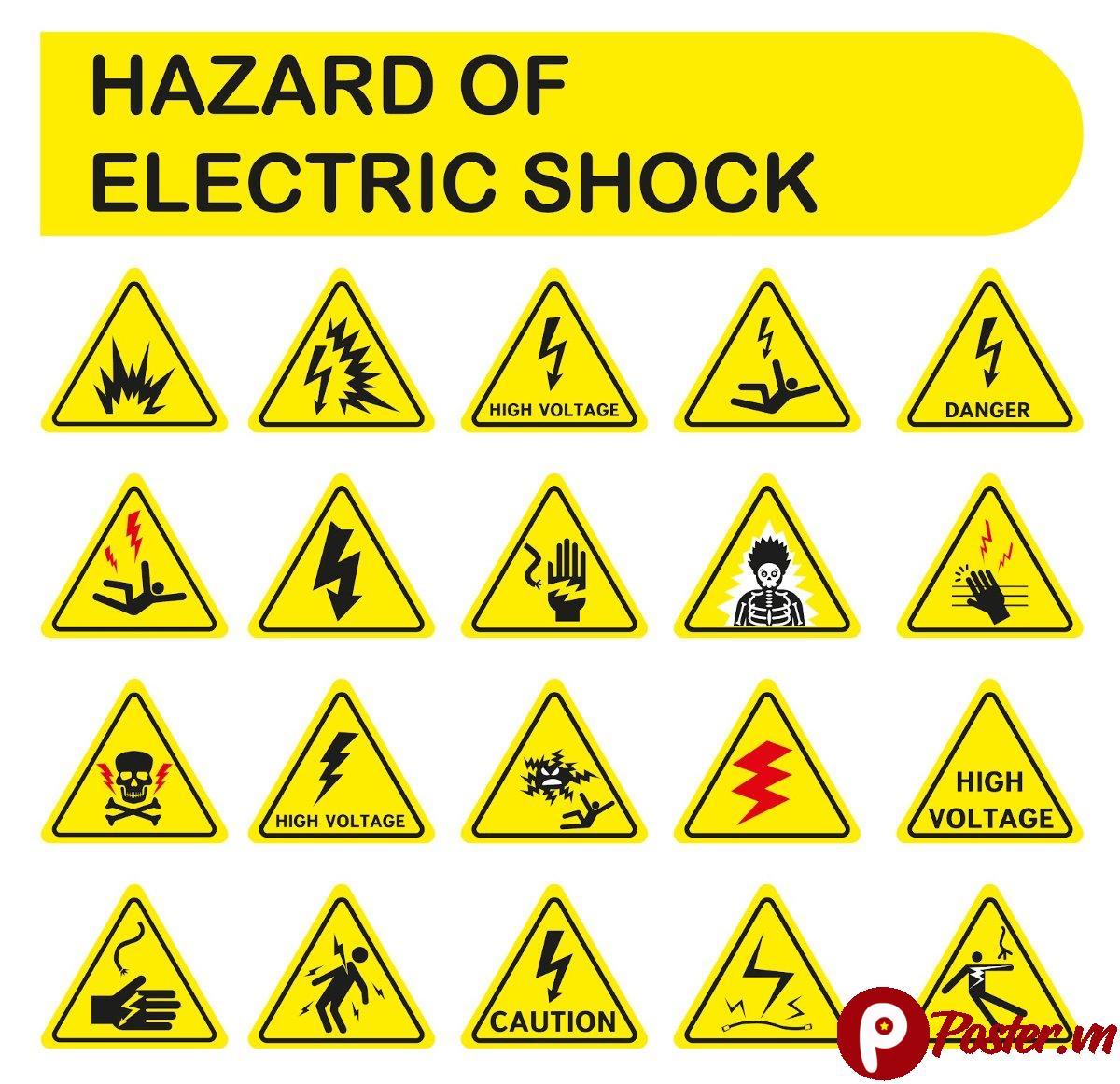 Biển báo nguy hiểm điện giật vector