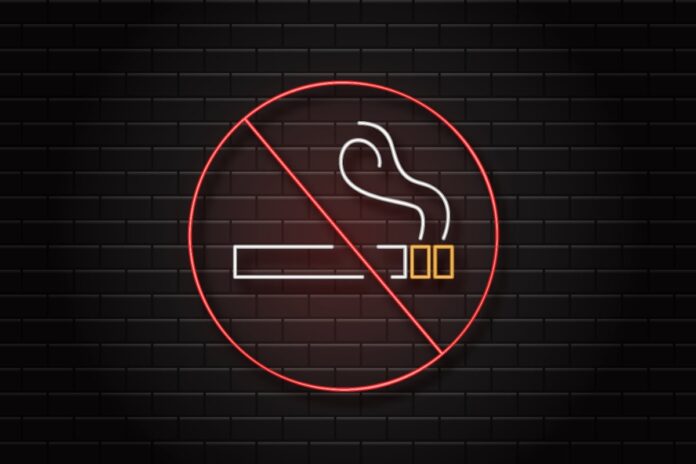 Biển cấm hút thuốc neon vector