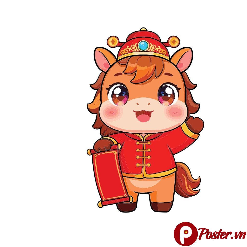 Chú Ngựa Chibi Ôm Nén Vàng Vector EPS - 1CSNONCBaYi41puId44dNePavetycTmzM