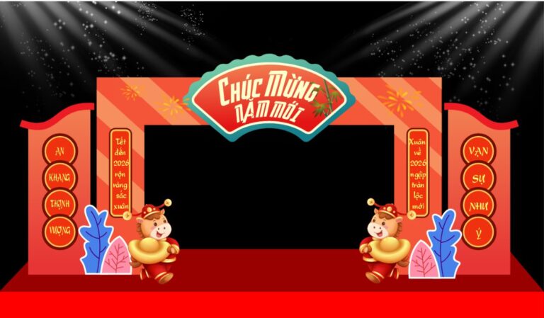 Cổng chào Tết 2026 linh vật hổ vàng