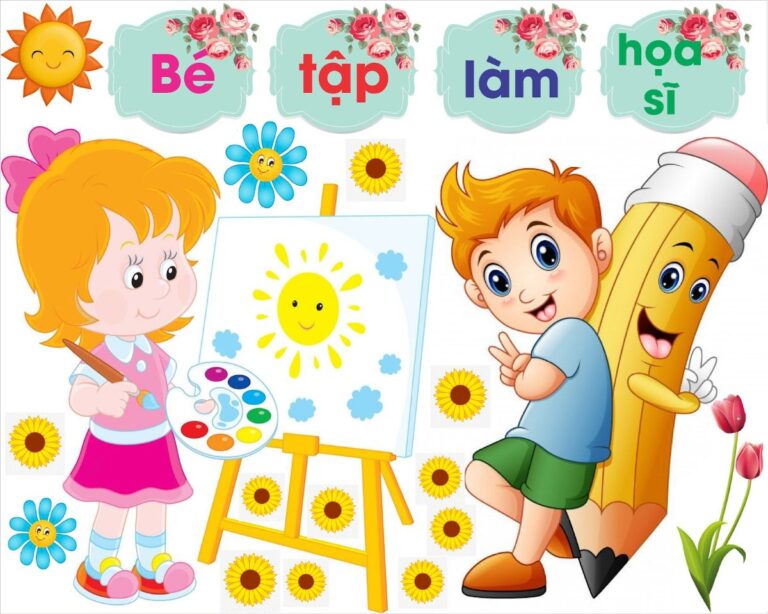 Decal góc trang trí bé tập làm họa sĩ