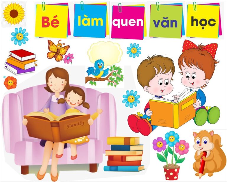 Decal trang trí góc văn học mầm non