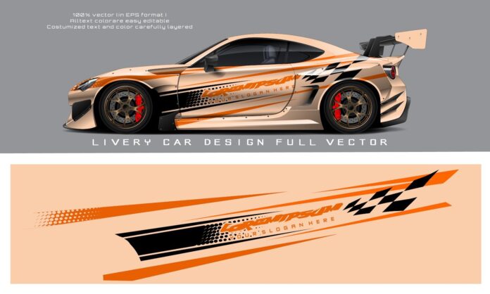 Decal Xe Đua Vector Abstract Đỏ Đen
