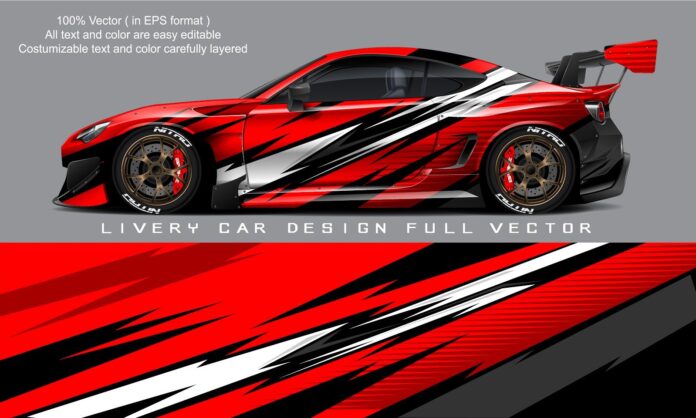 Thiết kế decal xe đua phong cách thể thao mạnh mẽ định dạng vector EPS