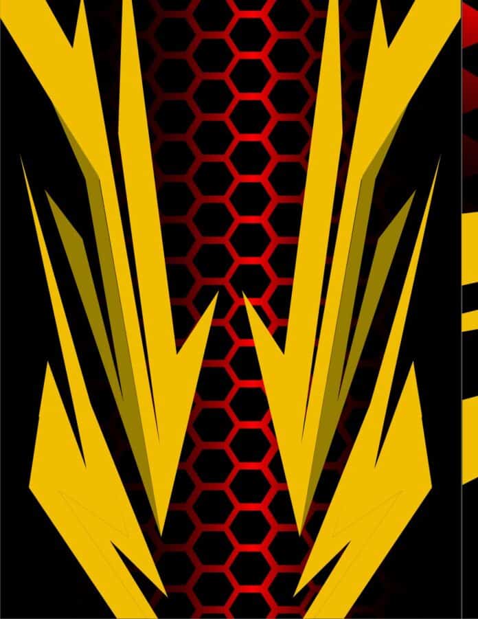 Mẫu Decal Xe Đua Vector phong cách tổ ong màu vàng đỏ rực rỡ