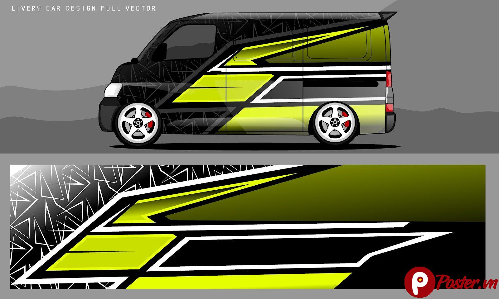 Mẫu thiết kế decal xe van phong cách thể thao hiện đại vector EPS