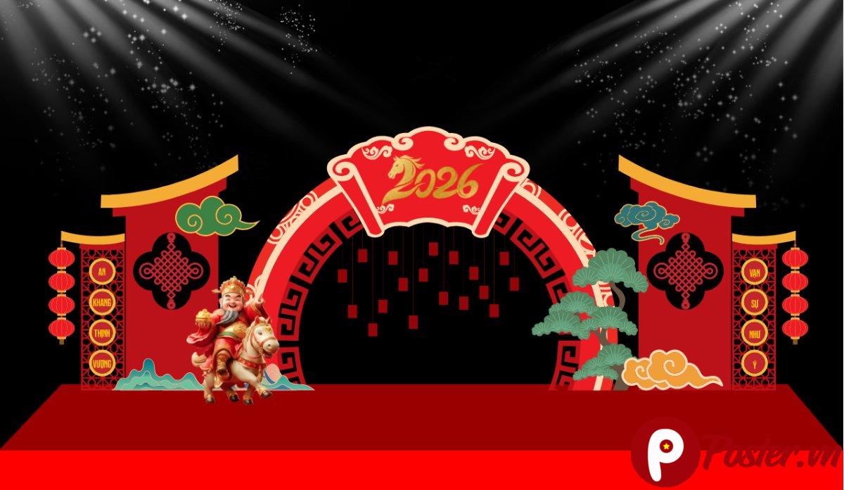 Decor Tết 2026 cổng chào linh vật