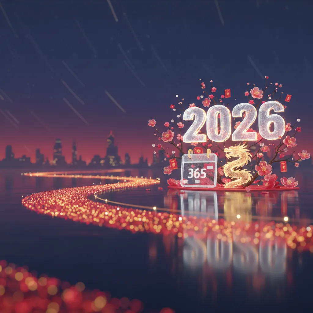 Hình ảnh đồng hồ đếm ngược hiển thị số ngày còn lại đến Tết Nguyên Đán 2026, với phông nền là hoa mai, hoa đào và các biểu tượng Tết truyền thống Việt Nam rực rỡ.