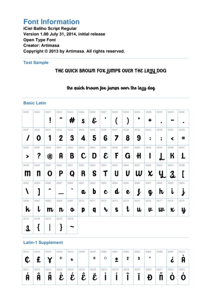 Thông tin Font Baliho Script Regular