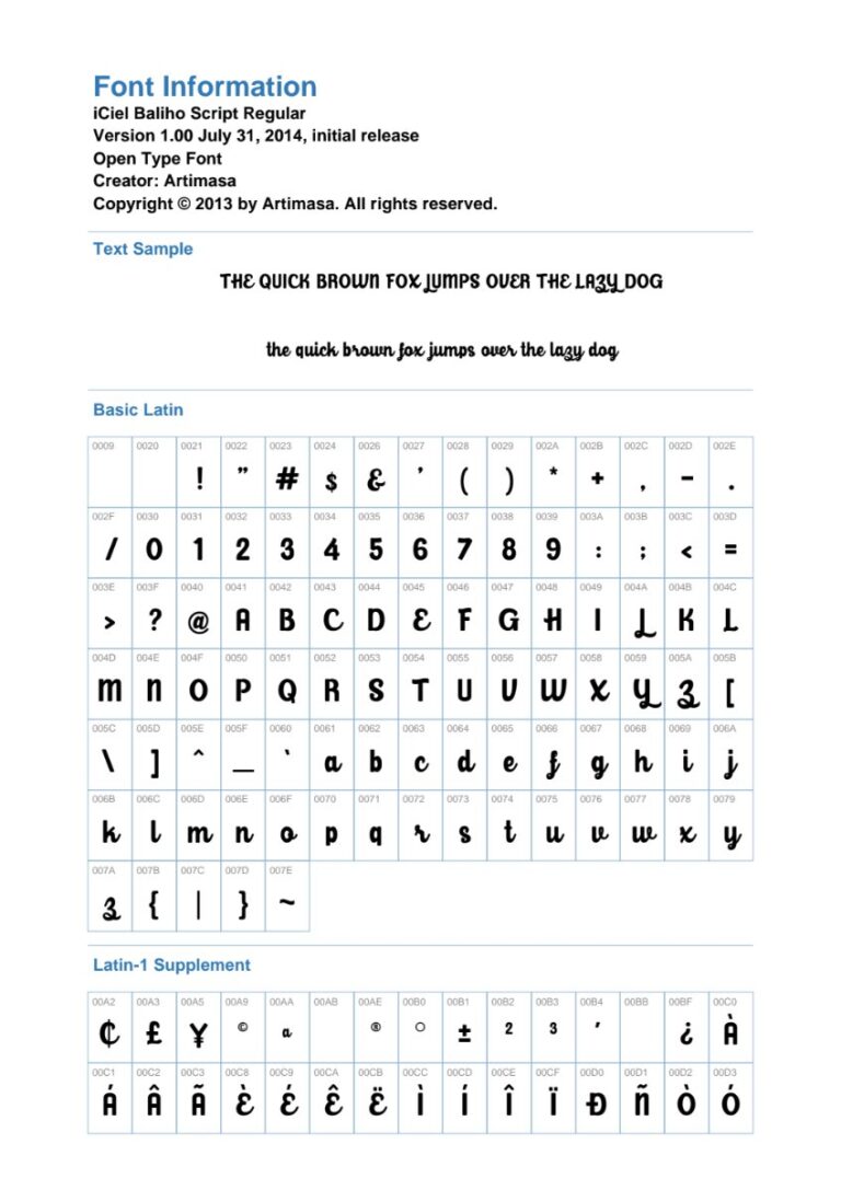 Thông tin Font Baliho Script Regular