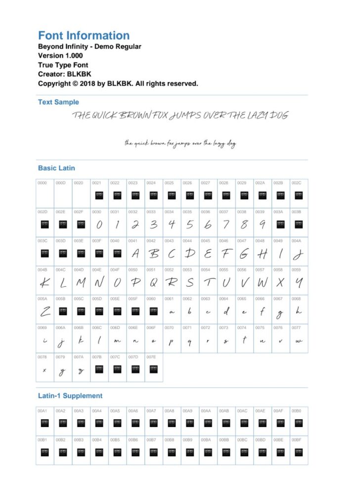 Font Beyond Infinity Demo