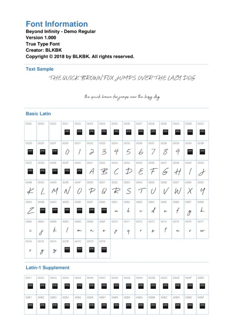 Font Beyond Infinity Demo