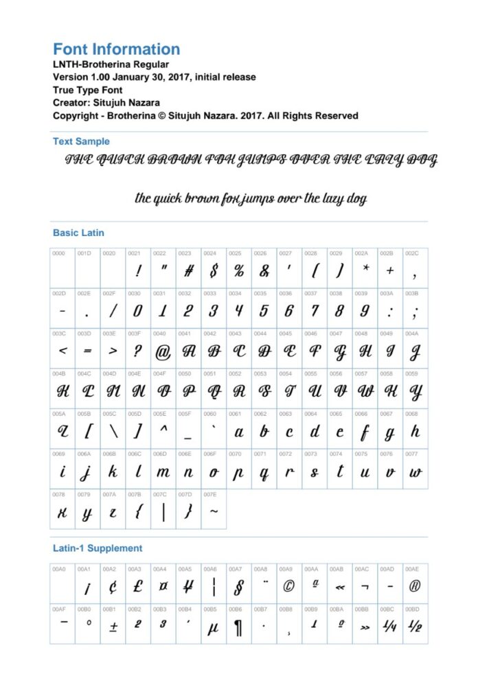 Font Brotherina Regular Script