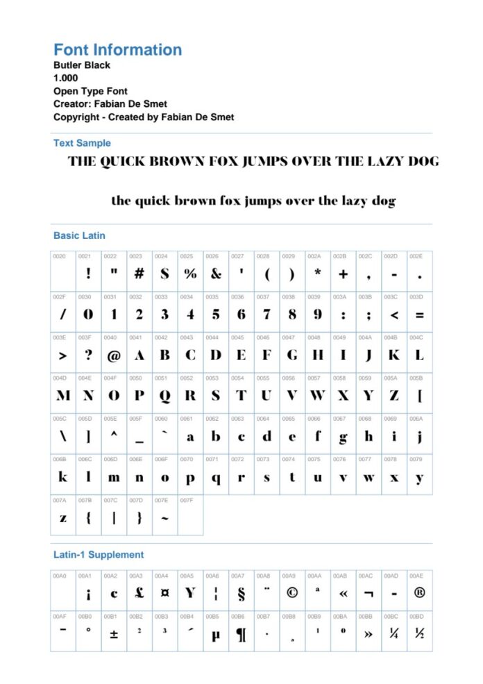 Font Butler Black mạnh mẽ