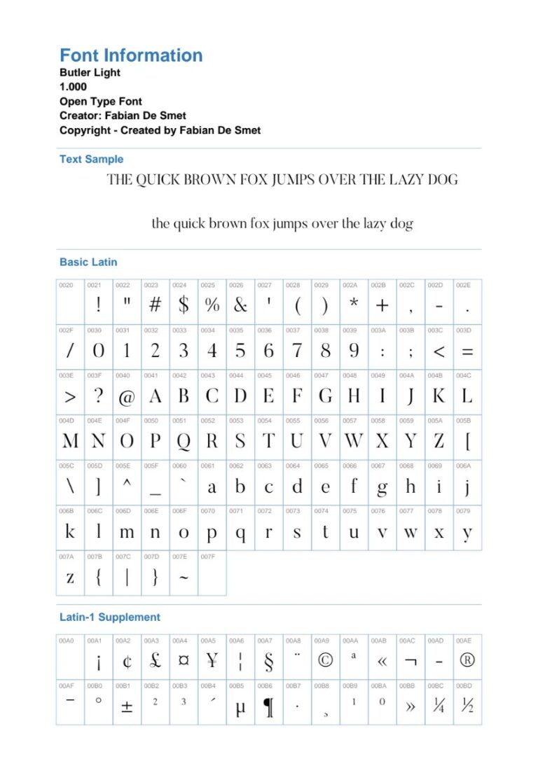 Font Butler Light miễn phí