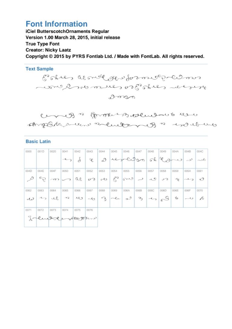 Font Butterscotch Ornaments