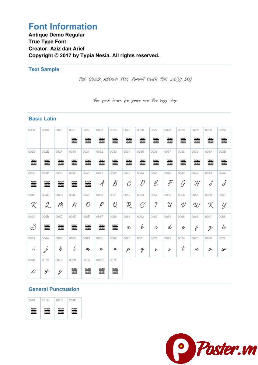 Font chữ Antique Demo đẹp