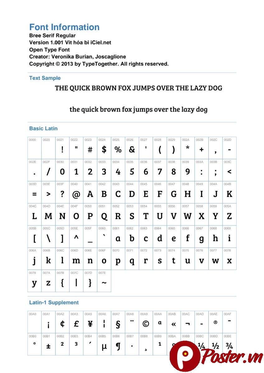 Thông tin font chữ Bree Serif