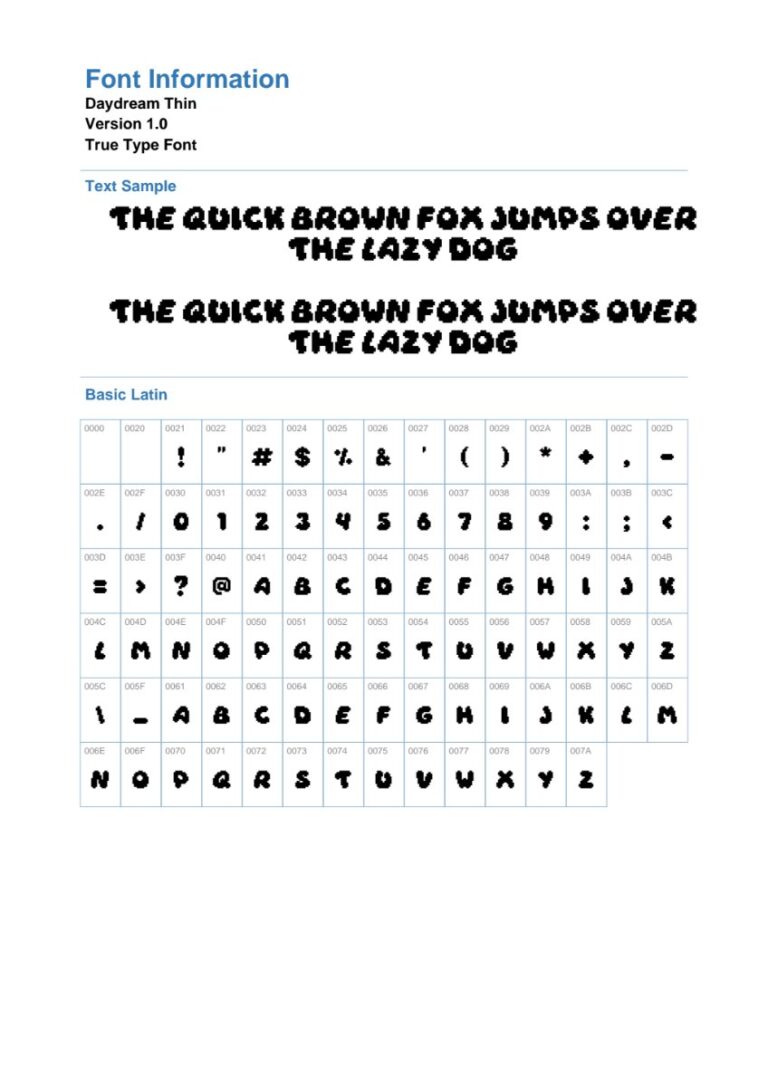 Font chữ Daydream Thin