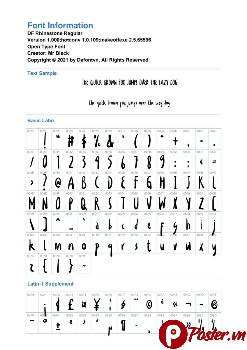 Font chữ DF Rhinestone viết tay