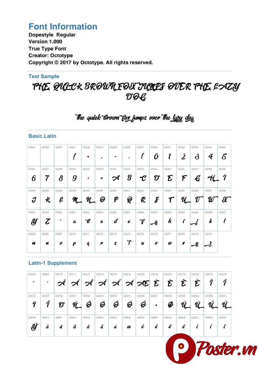 Thông tin font chữ Dopestyle