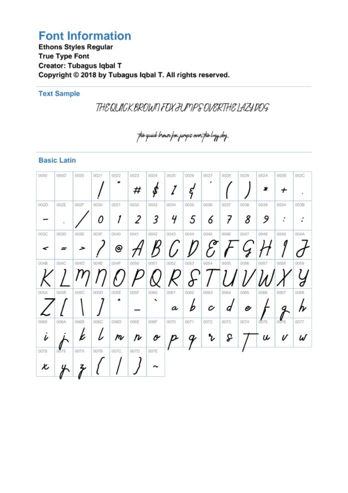 Font Chữ Ethons Styles