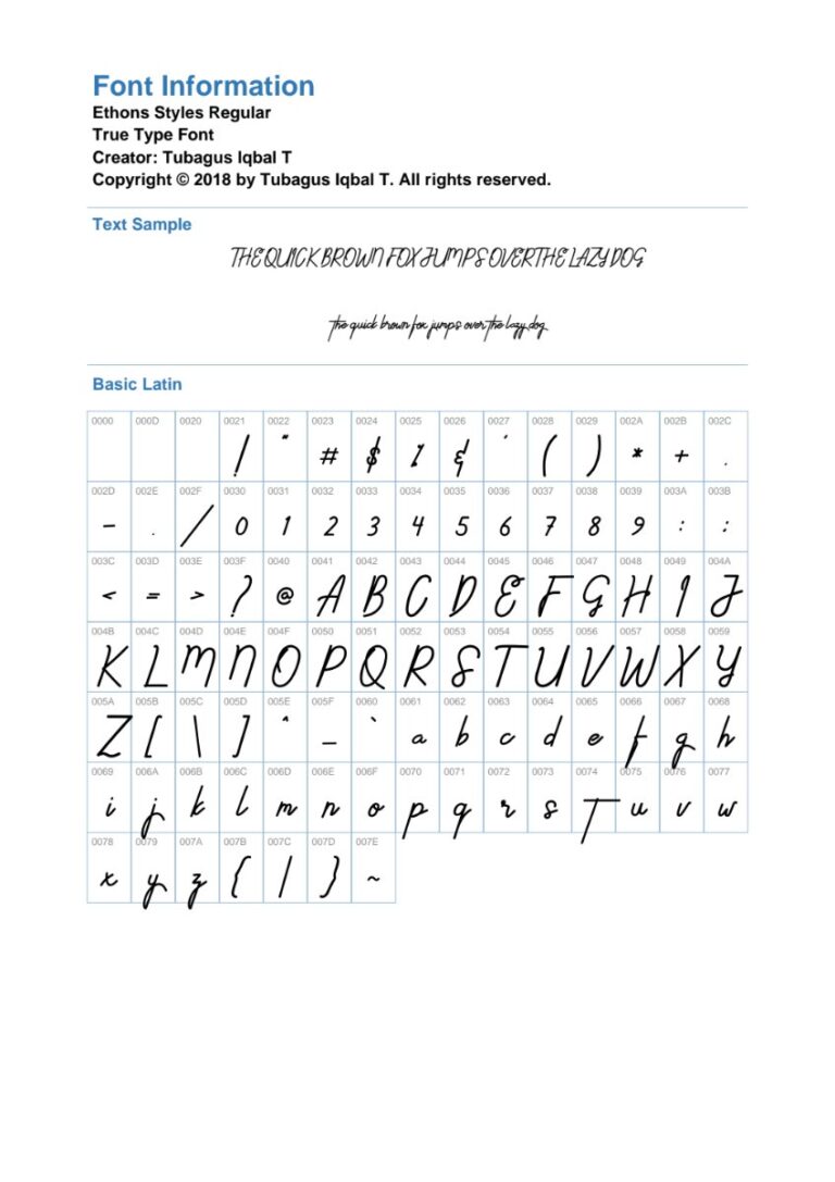 Font Chữ Ethons Styles