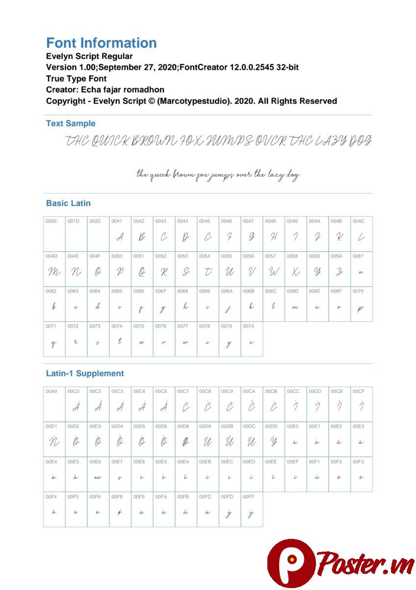 Font chữ Evelyn Script