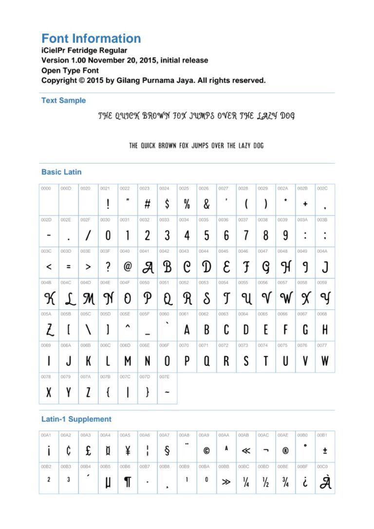 Thông tin Font Fetridge