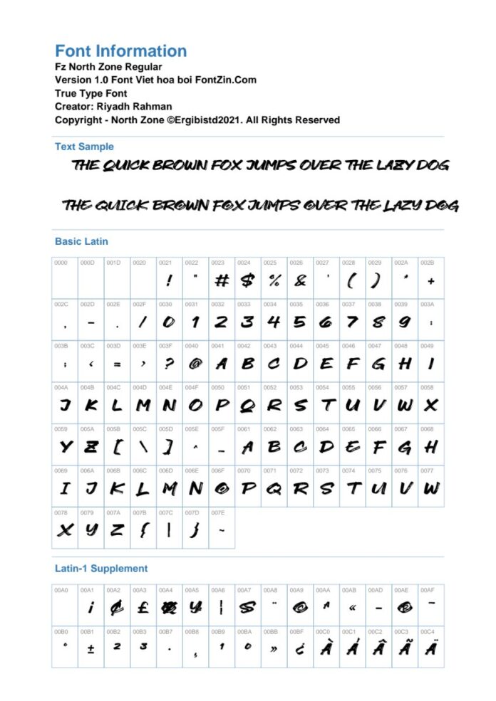 Font Fz NorthZone độc đáo