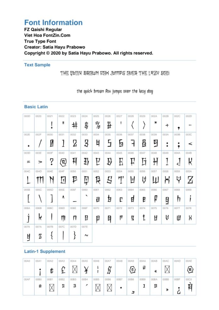 Font chữ FZ Qaishi độc đáo